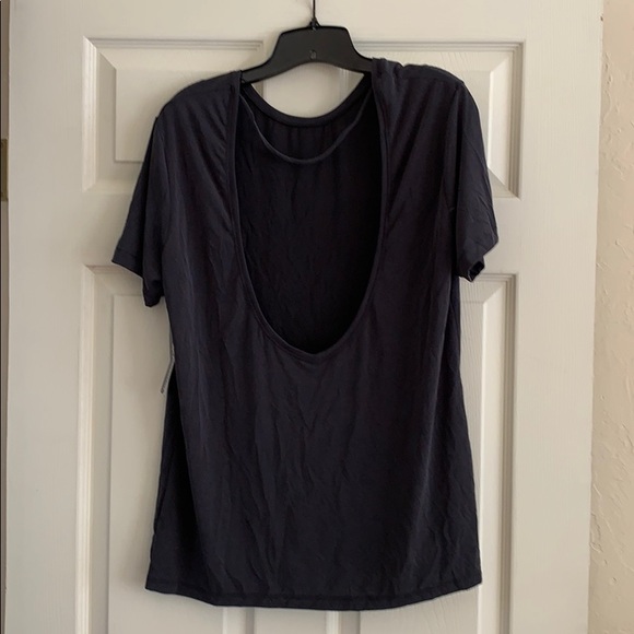 Back Cut Out Drapey Grey American Apparel Shirt - Picture 2 of 2